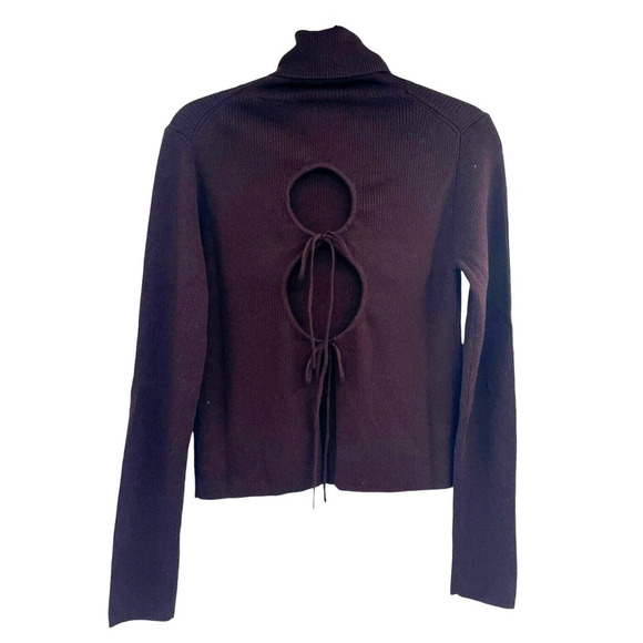 Thakoon Womens Chocolate Brown Open Back Turtleneck Sweater Wool Size S $195 - Picture 8 of 11
